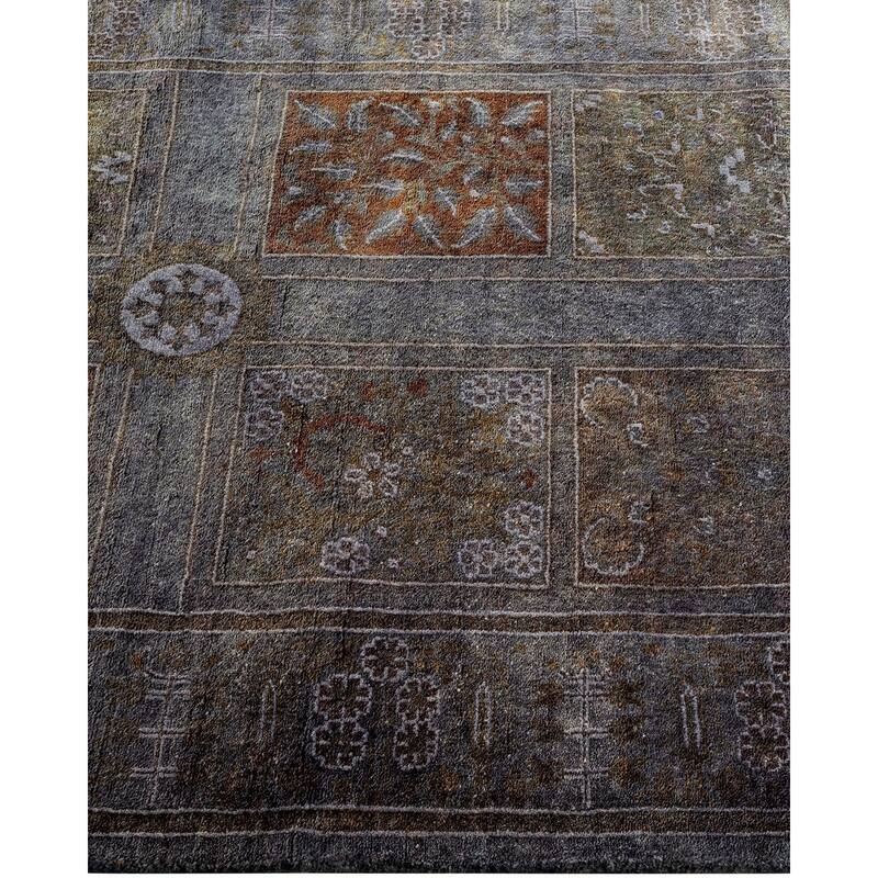 Overton Hand Knotted Wool Vintage Inspired Modern Contemporary Overdyed Gray Runner Rug - 2' 8" x 5' 10"