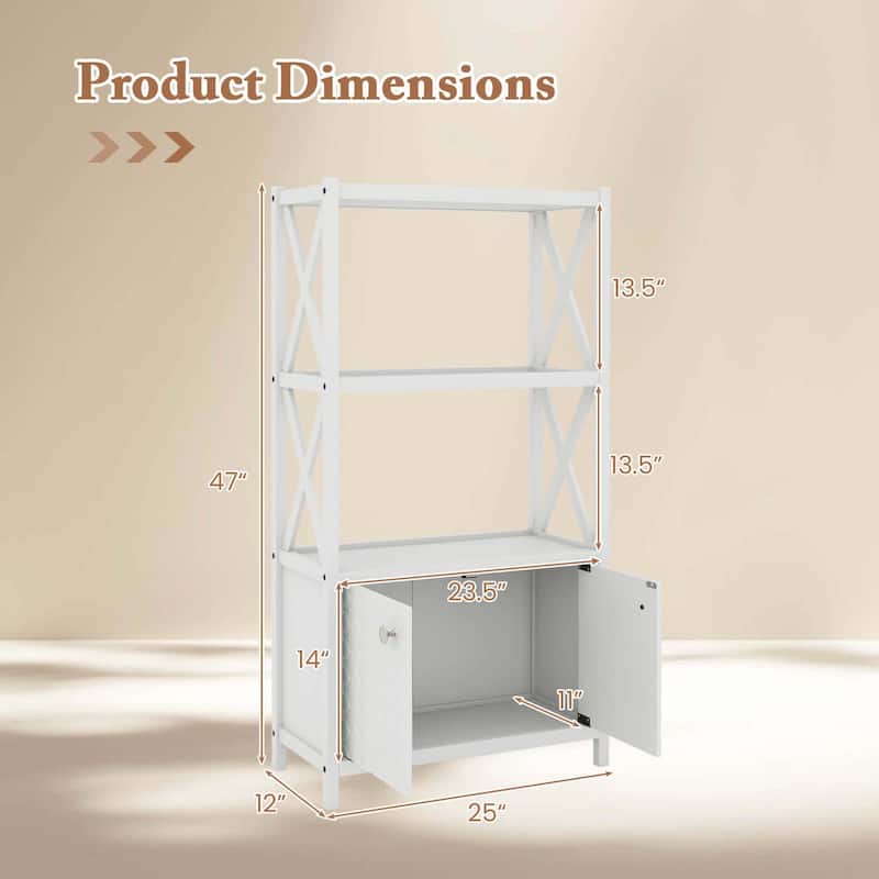 Costway Bathroom Storage Cabinet with Open Shelves & Double Doors - See Details