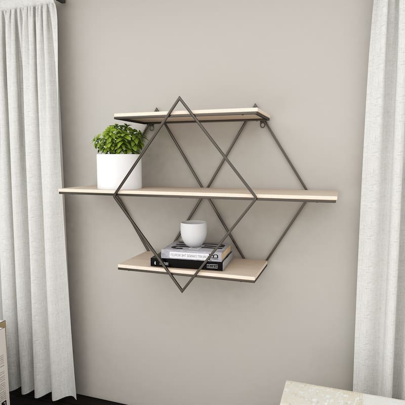 Brown MDF Contemporary Wall Shelf 20 x 30 x 7 - 30 x 7 x 20