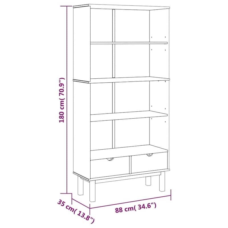 vidaXL Bookshelf Storage Cabinet Shelf for Home Office OTTA Solid Wood Pine - 34.6" x 13.8" x 70.9"
