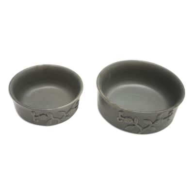 Novica Handmade Clouds Over Tabanan Ceramic Serving Bowls (Pair)