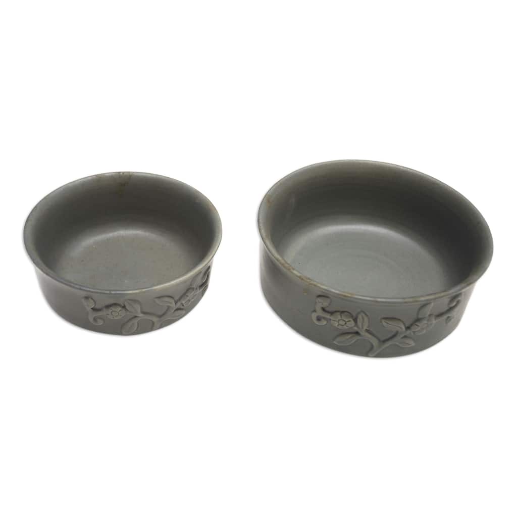 Novica Handmade Clouds Over Tabanan Ceramic Serving Bowls (Pair)