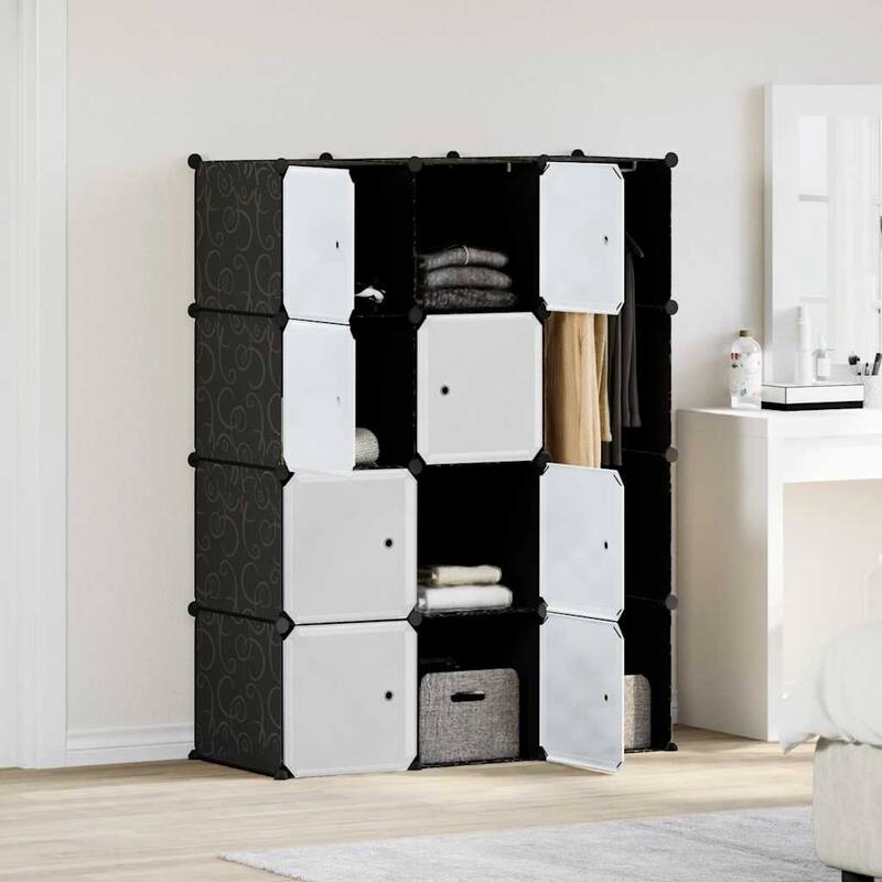 vidaXL Modular Cabinet with 9 Compartments 42.9"x14.4"x56.3" Black and White - 42.9" x 14.4" x 56.3"