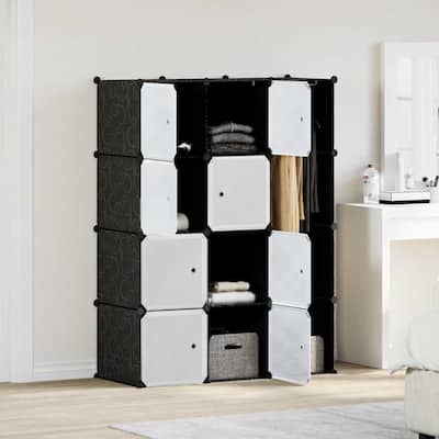 vidaXL Modular Cabinet with 9 Compartments 42.9"x14.4"x56.3" Black and White - 42.9" x 14.4" x 56.3"