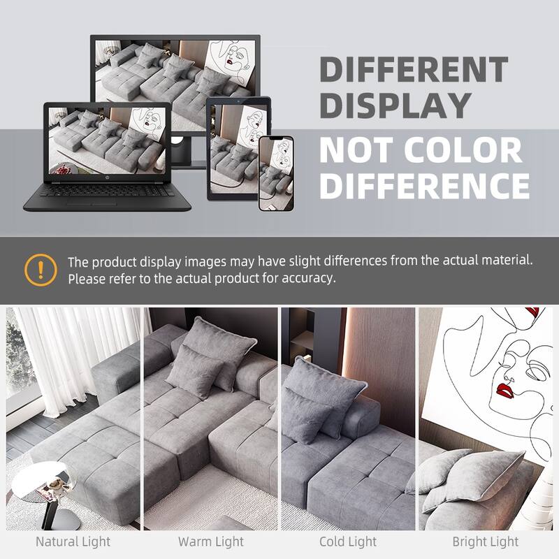 184.25" Oversized Modular Sectional Sofa Chenille Fabric Soft Cushion Sofa with 6 Pillows,No Assembly Required