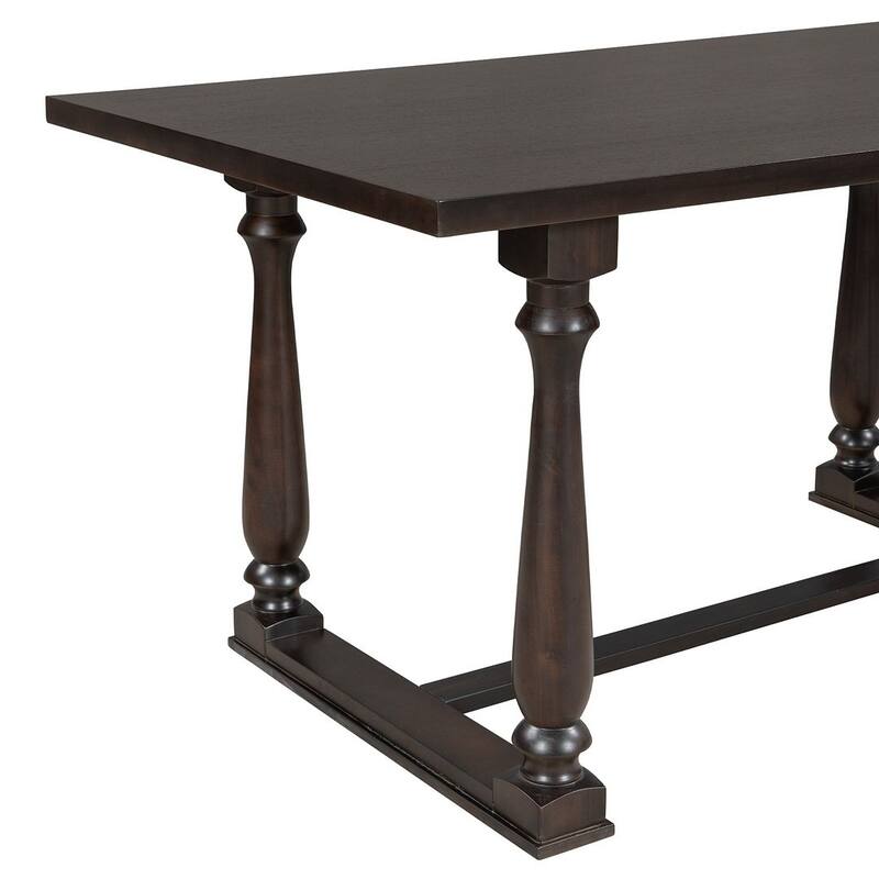 6 PCS Dining Table and Chair Set for 6-Foam-covered Seat Backs & Cushions