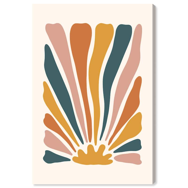 Wynwood Studio Canvas Abstract Petals Sunrays Gold and Teal Modern & Contemporary Wall Art Canvas Print - 36 x 24