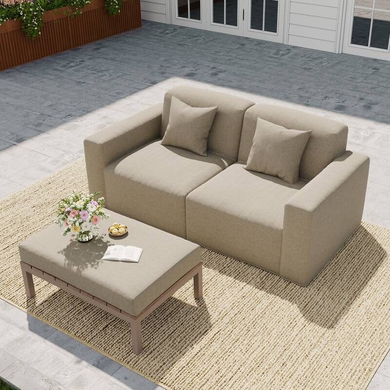 No Assembly Couch Outdoor Patio Modular Sofa with Coffee Table