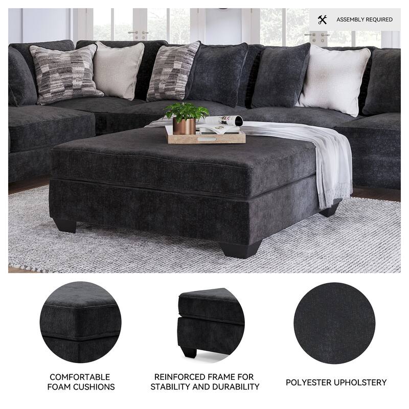 Signature Design by Ashley​ Lavernett Contemporary Oversized Accent Ottoman, Dark Gray