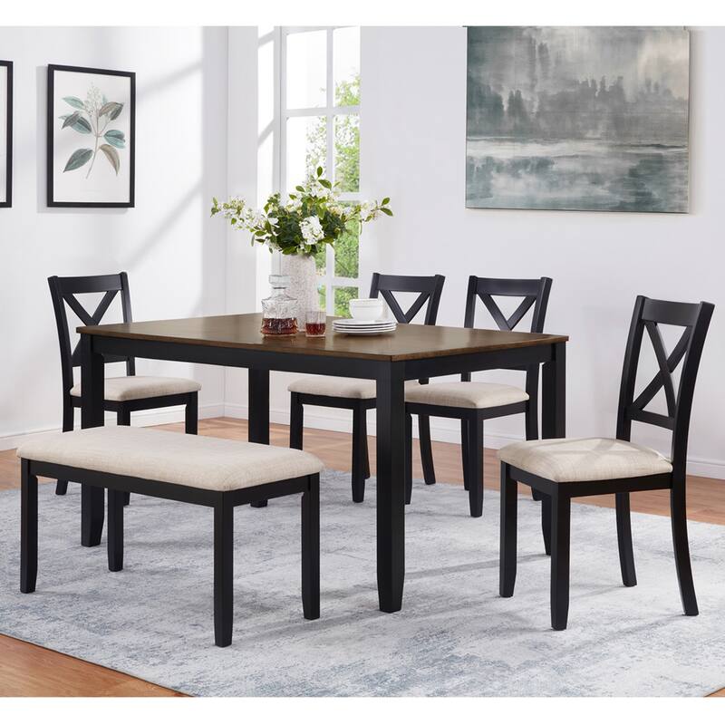 Wooden Dining Chairs Set of 4, Kitchen Chair with Padded Seat, Upholstered Side Chair for Dining Room, Living Room, Kitchen