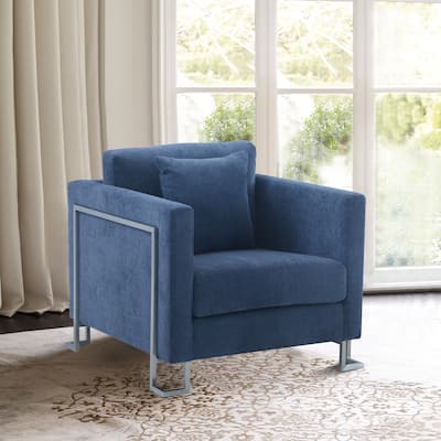 Heritage Fabric Accent Chair with Brushed Stainless Steel Legs