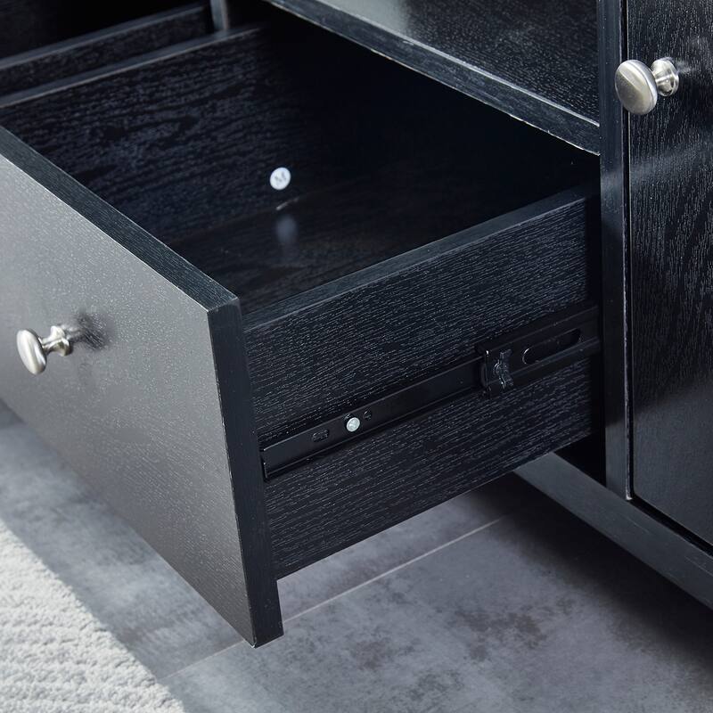 58" TV Stand with Open Shelf, Cabinets & Drawers