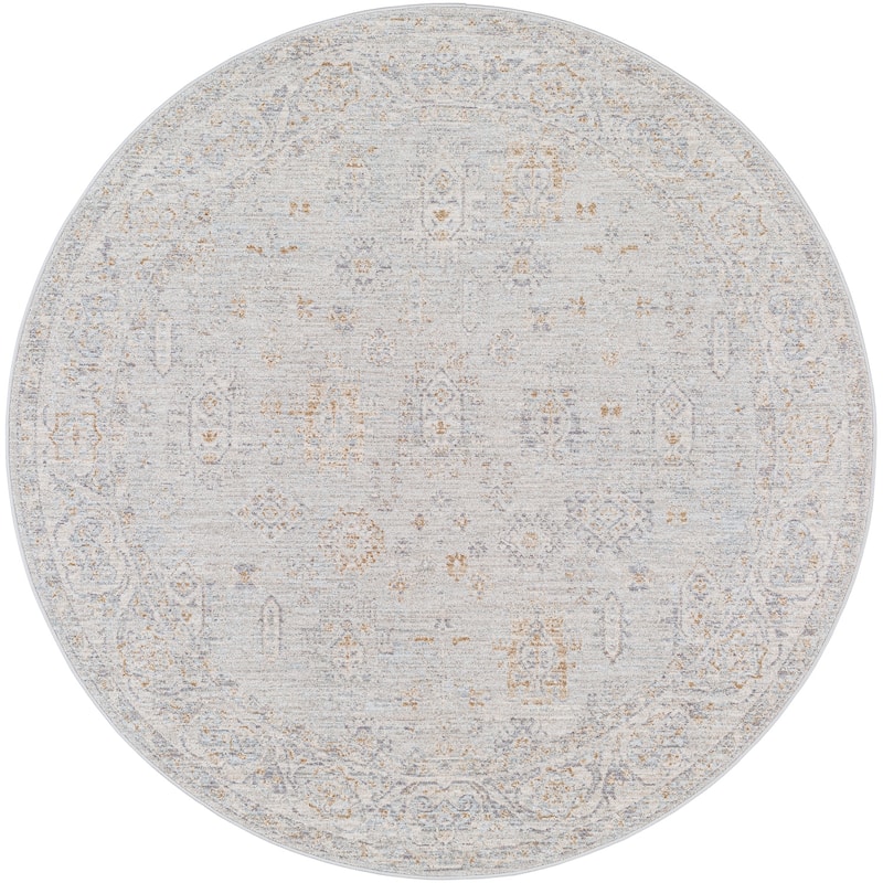 Livabliss Traditional Avant Garde Medallion Area Rug - 7'10" x 7'10" Round - Grey/Slate