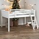 preview thumbnail 15 of 26, Twin Size Wood Low Loft Bed With Convertible Ladder for Home