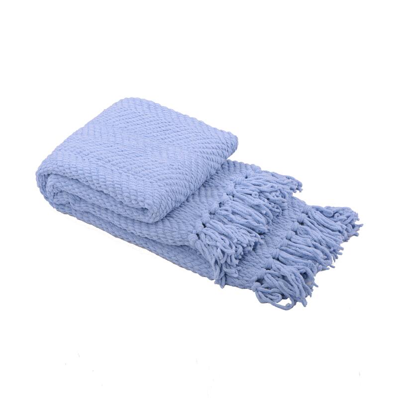 Knitted Tweed Couch Throw - Forever Blue - 50" x 60"