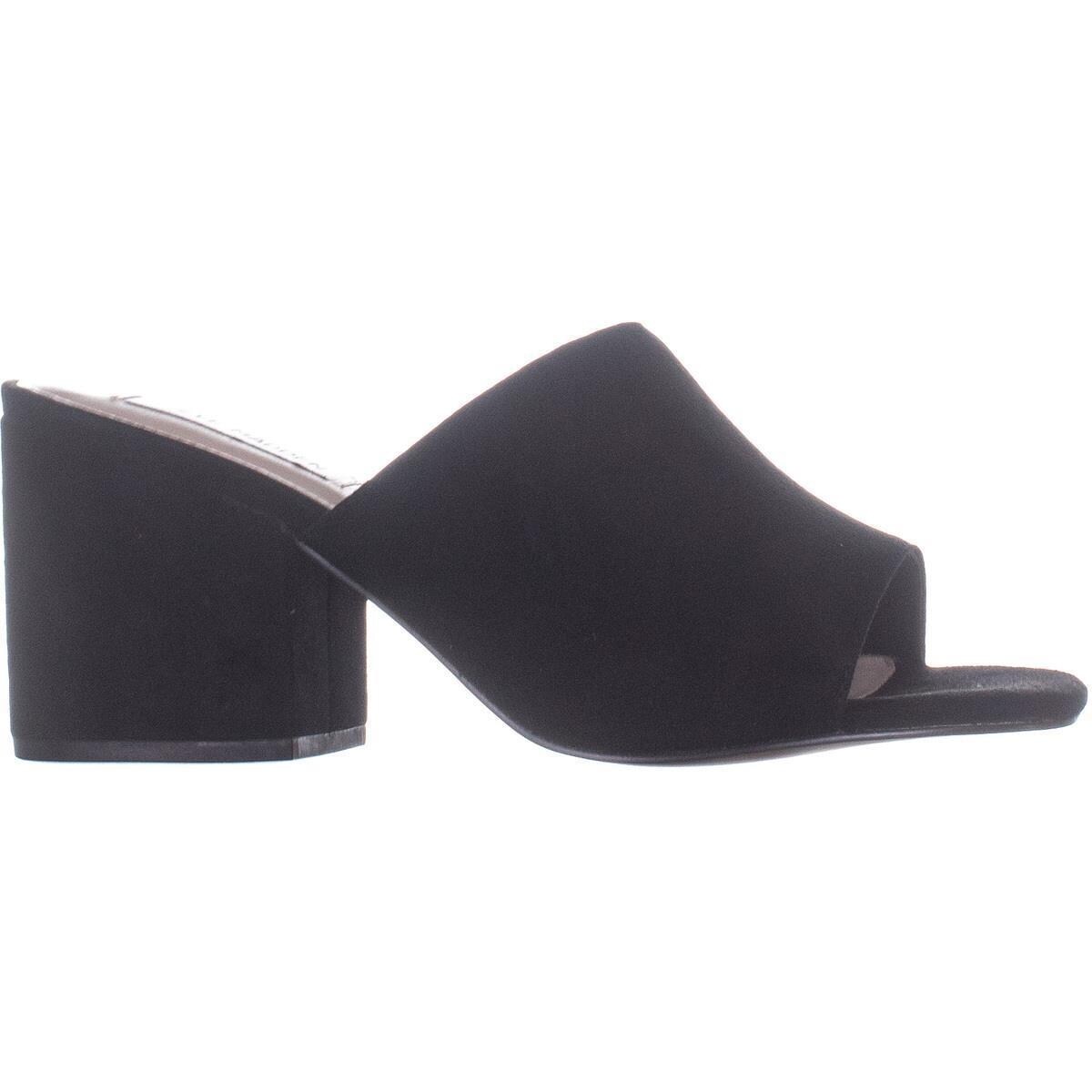 black suede mules block heel
