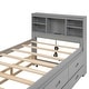 preview thumbnail 10 of 13, Captain Bed Platform Bed with 3 Drawers and Trundle USB-Twin, Grey
