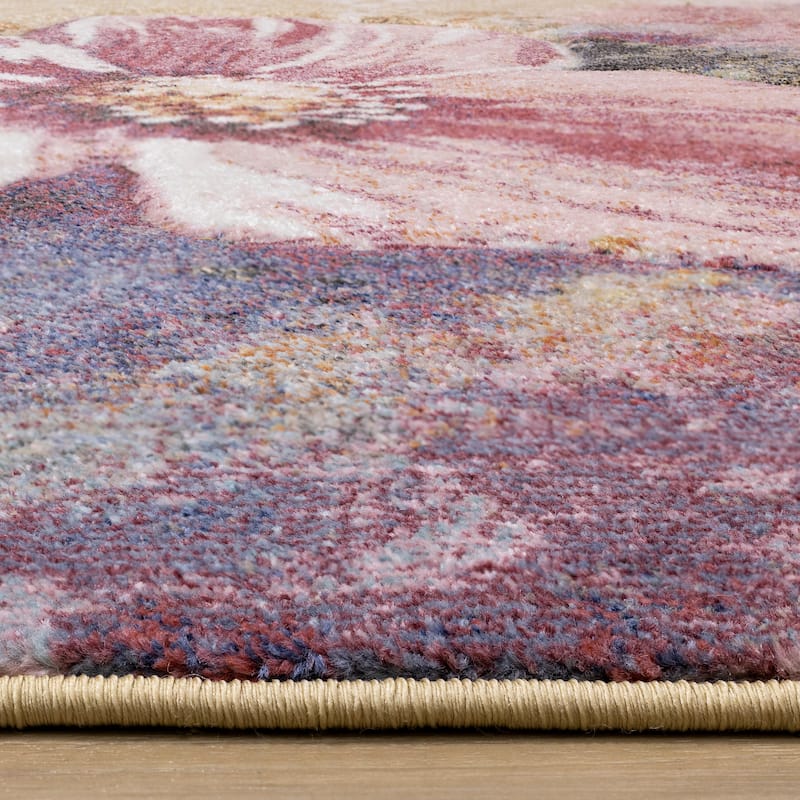 Fabio Collection - Multicoloured Blooming Flower Rug, 5'3" x 7'7"