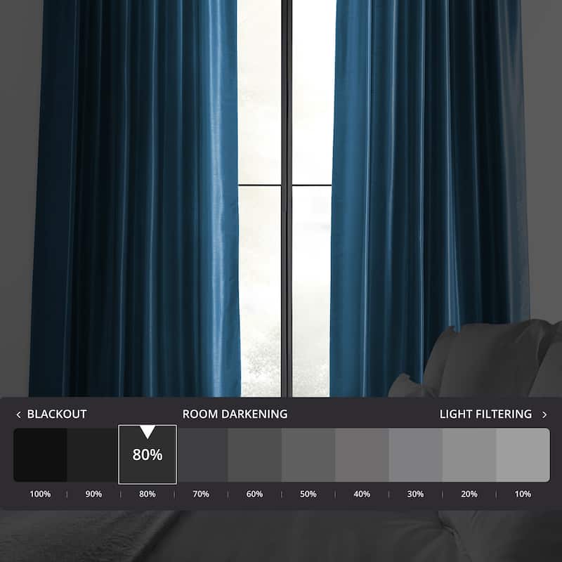 Exclusive Fabrics Vintage Textured Faux Dupioni Silk Room Darkening Curtains (1 Panel)