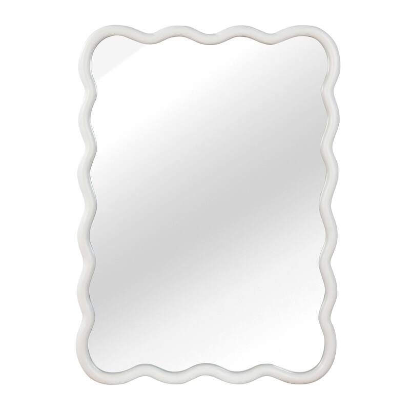 GDFStudio - Opaline Luxury Modern Wavy Rectangular Wall Decorative Mirror with Hand Sculpted Edge & Solid Wood Frame
