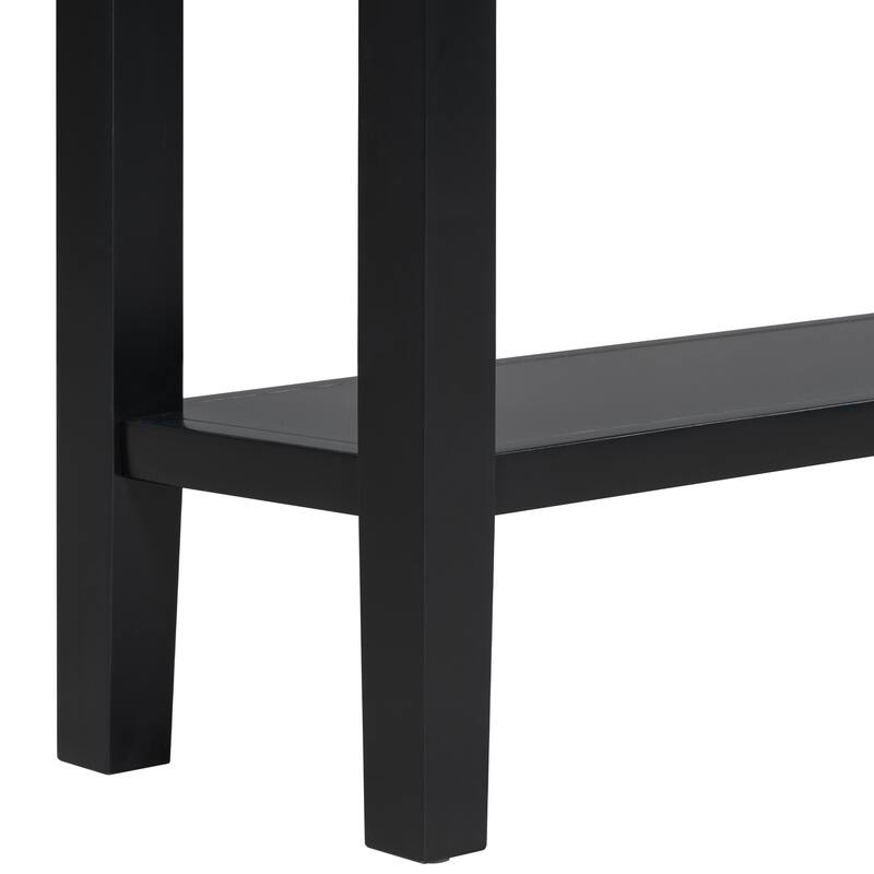 60" Modern Side Table with 4 Drawers & Shelf