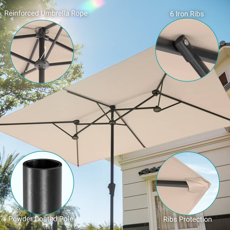BONOSUKI 10 x 6.5Ft Double-Sided Patio Umbrella with Large Canopy Outdoor Table Umbrella for Garden and pool, Anthracite Gray