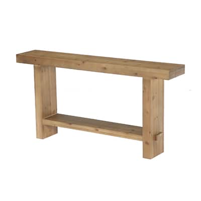 63'' Solid Wood Console Table with Shelf, 2-Tier Narrow Entryway Table