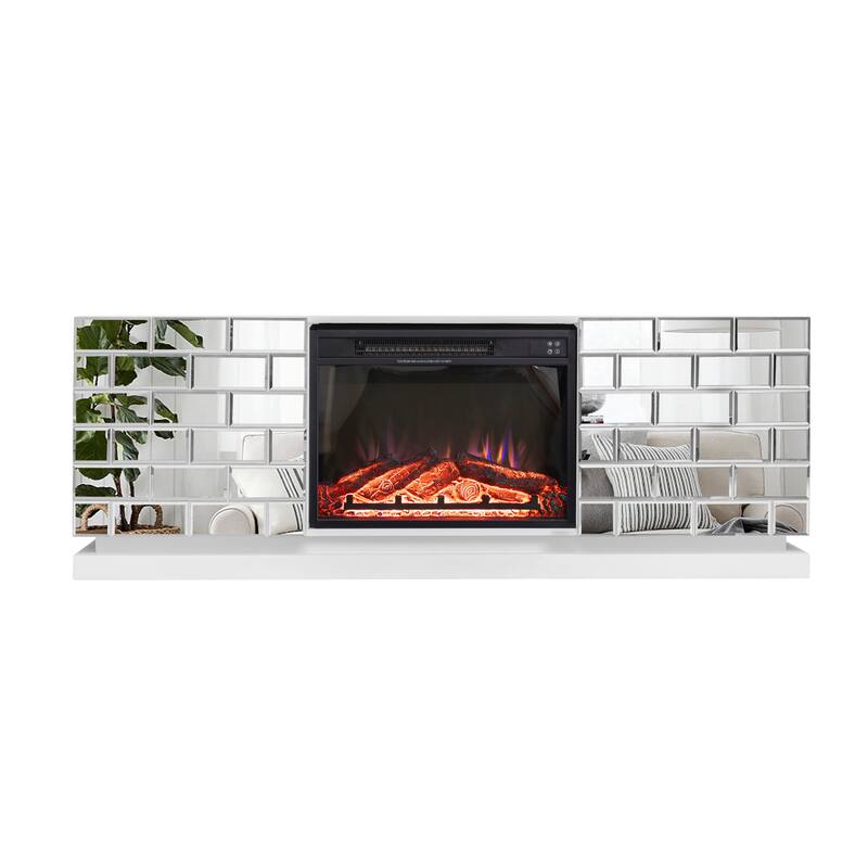63" Electric TV Stand Fireplace with Adjustable LED Flame