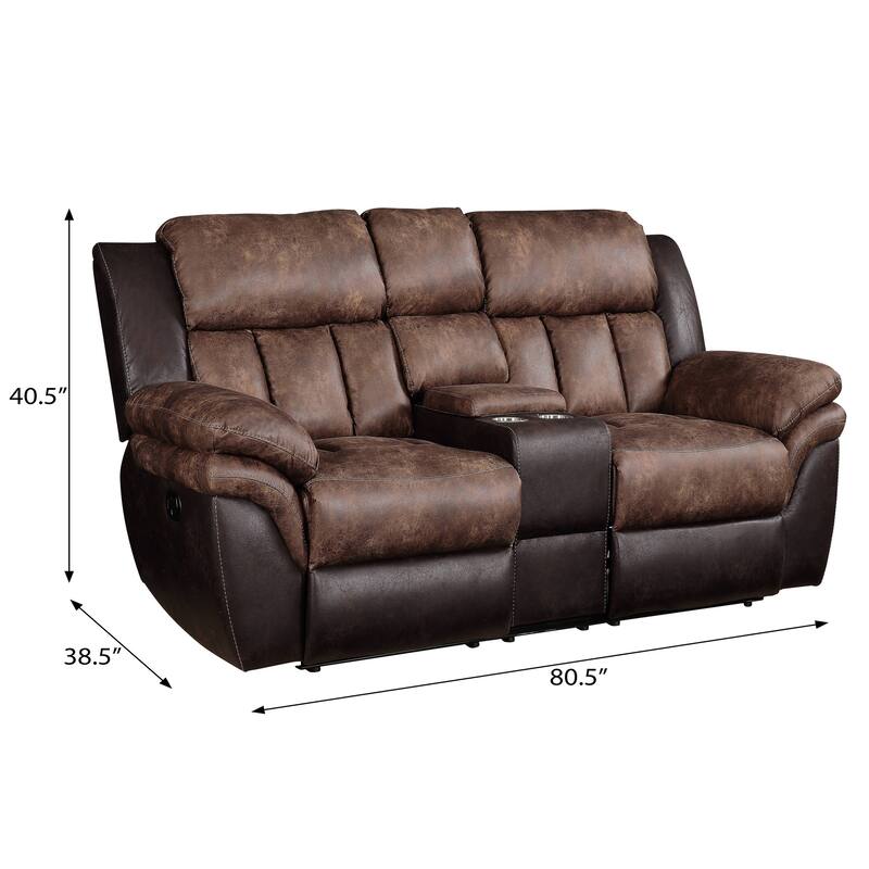 Northrup Toffee and Espresso Motion Loveseat with Console