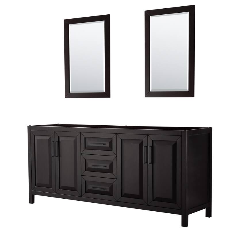 Wyndham Collection Daria 79" Double Free Standing Vanity Cabinet - - Dark Espresso / Matte Black Hardware