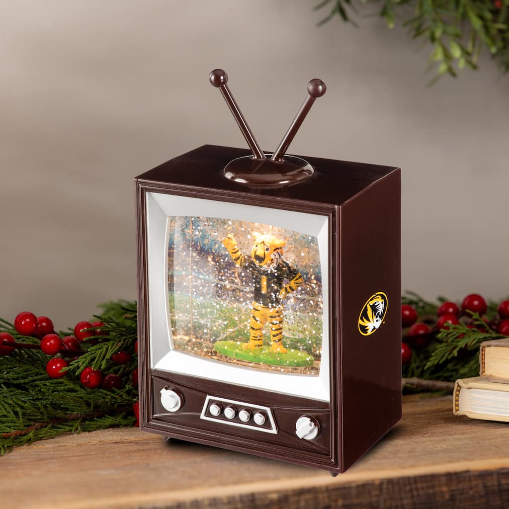 Univ of Missouri 8 in. Vintage TV Light Up Water Lantern Snow Globe