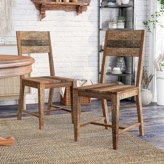 Furniture of America Anaisha Rustic Solid Wood Dining Chairs (Set of 2)