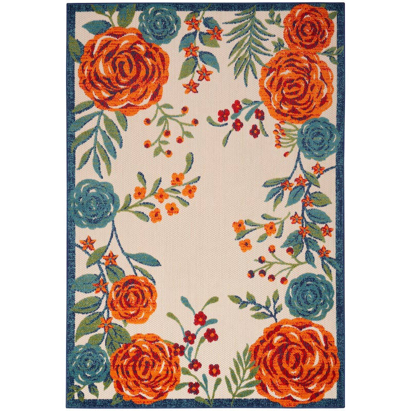 Nourison Aloha Indoor/Outdoor Floral Area Rug - 5'3" x 7'5" - Ivory/Multicolor