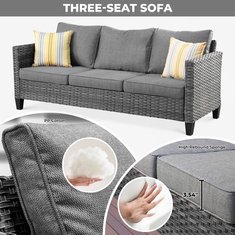 OVIOS 6-piece Patio Furniture Outdoor Wicker Set With Cozy Rectangle Fire Table