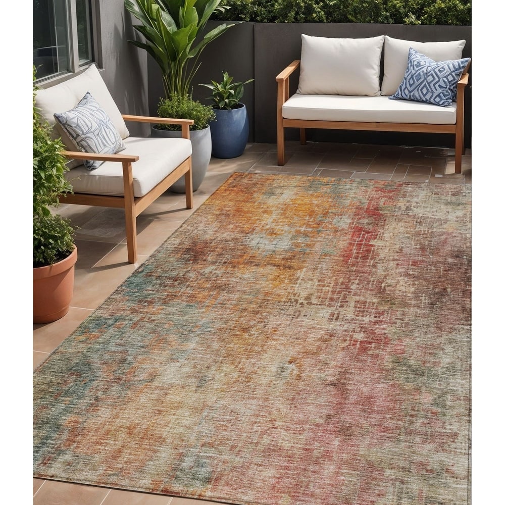 HomeRoots Abstract Transitional Rectangle Outdoor Rug