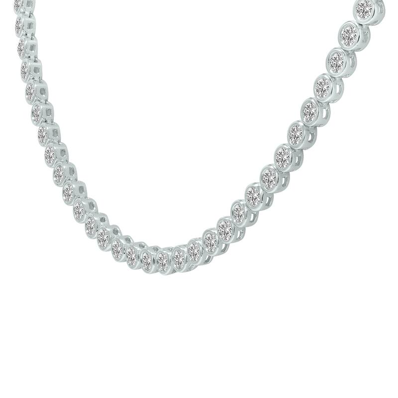 Marquee 10 Carat TW Round Lab Grown Diamond Bezel Set Necklace in 14K White Gold