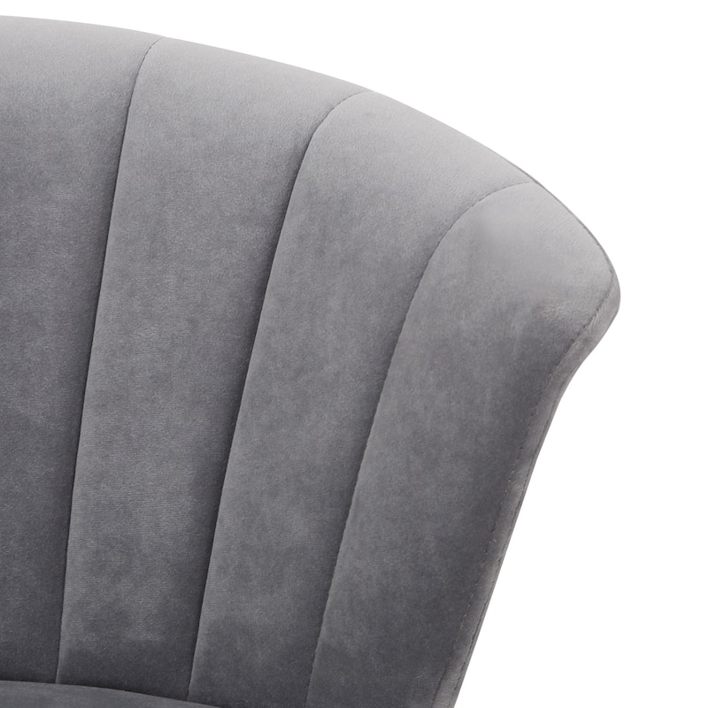 Modern Velvet and Wood 26" Counter Stool - N/A