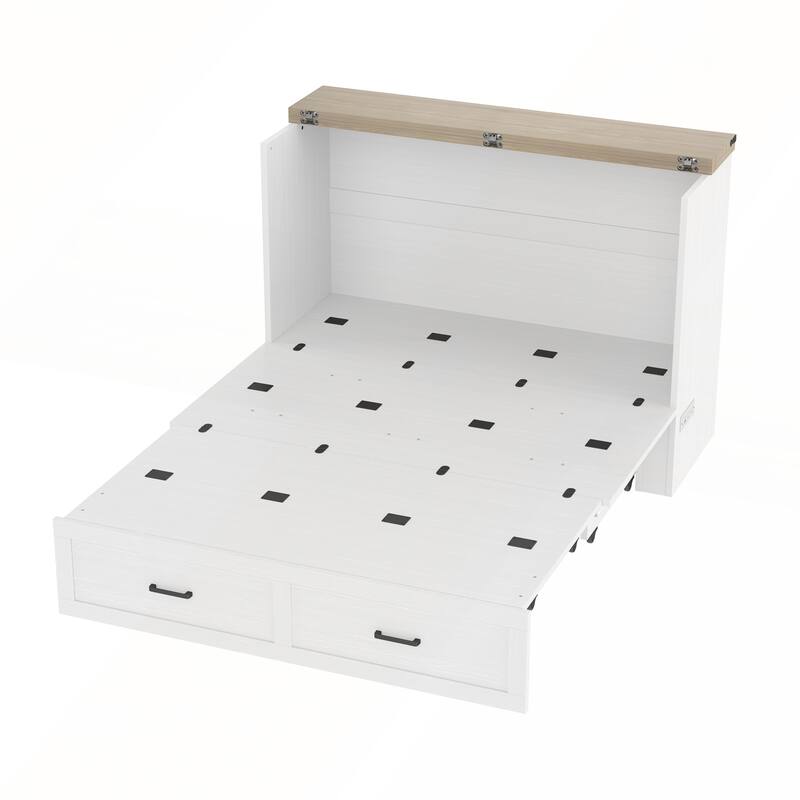 Murphy Bed Cabinet with Charging Station for Guest Room and Small Bedroom