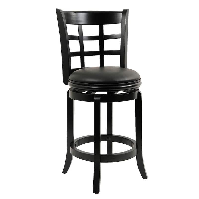 24 inch Swivel Counter Stool, Solid Wood - Black - 19.5 L x 18 W x 37.5 H Inches