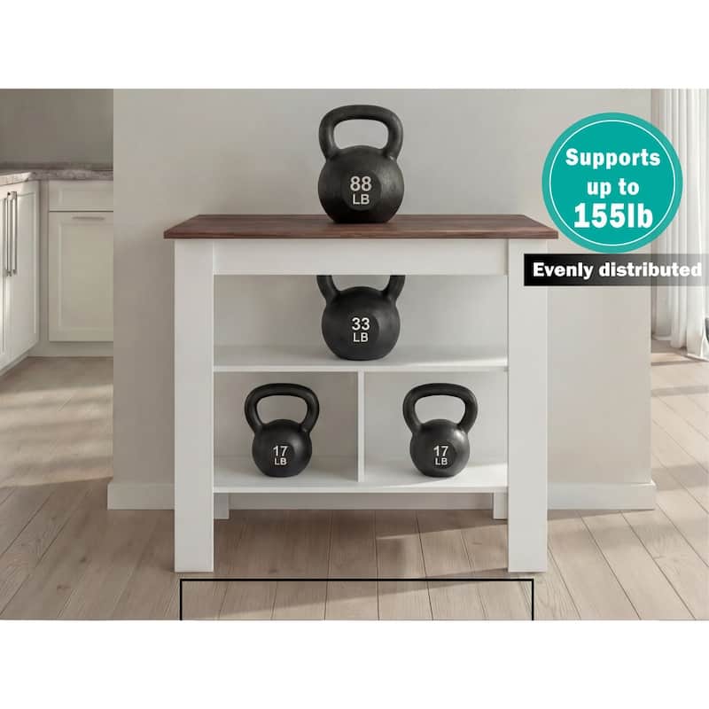 TUHOME Cala 3-Shelf Wooden Casual Kitchen Island