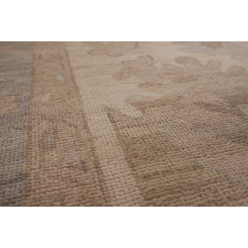 Gray Oushak Vegetable Dye Large Area Rug Handmade Wool Carpet - 10'4" x 13'10"