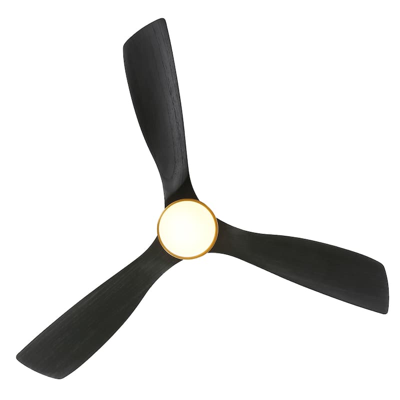 52 Inch Flush Mount Wood Blades White Ceiling Fan Reverse Airflow,6 Wind Speed,Remote Control