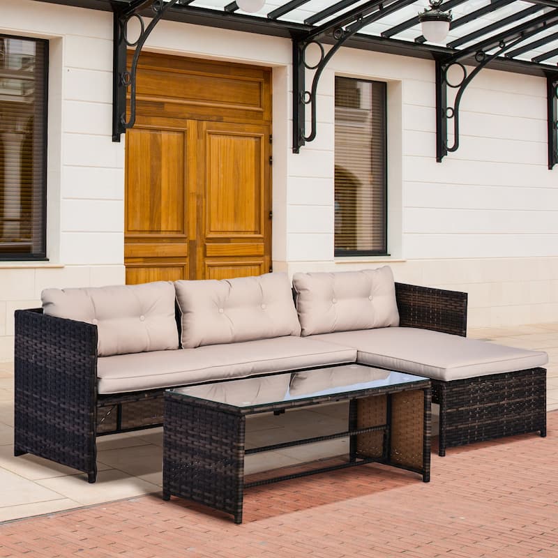 Outsunny 3 Piece Outdoor Sofa Set - Beige