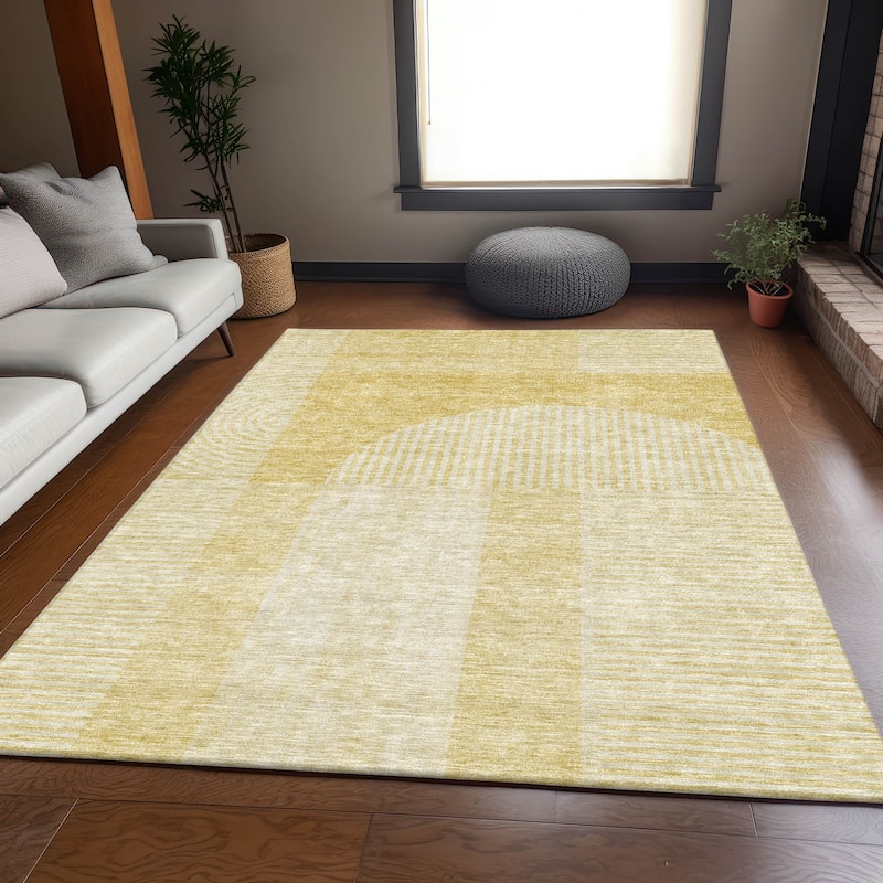 Premium Washable Super Soft Modern Deco Mayfield Rug - Gold - 2' 6" x 3' 10" - Rectangle