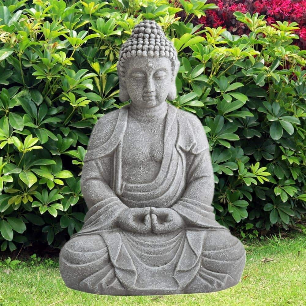 Outdoor Buddha Statue 20 Inch Large Sized Buddha Garden Statue Monk Sculpture Decorative Sunjoy