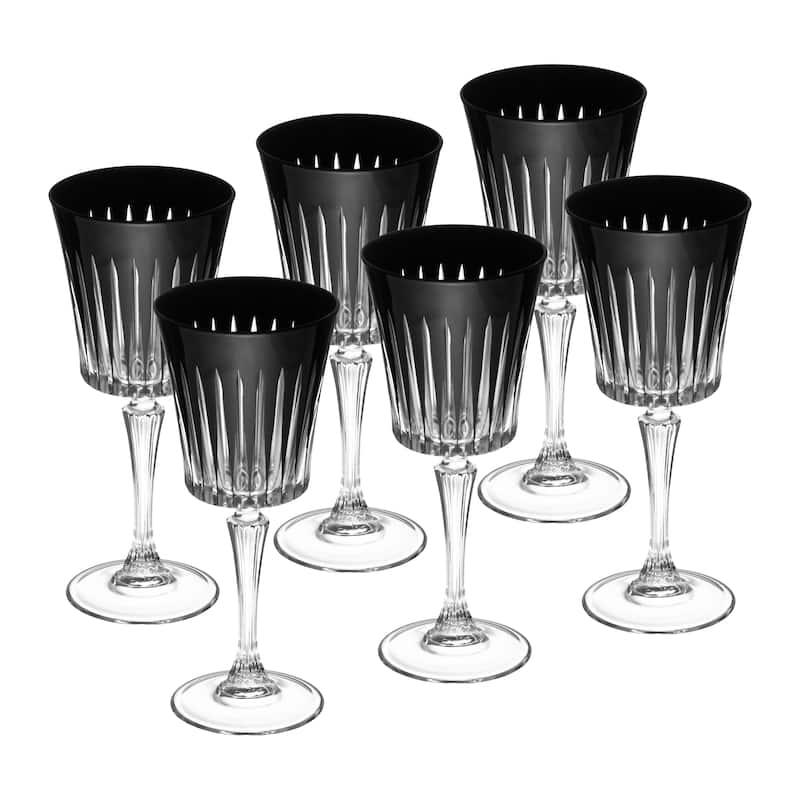 Majestic Gifts European Glass Water / Wine Goblet-Black-Set/6 - 10 Oz.
