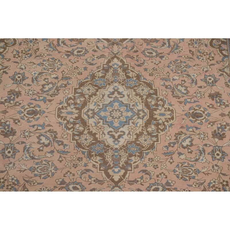 Traditional Kashan Persian Area Rug Handmade Vintage Wool Carpet - 7'11" x 10'10"