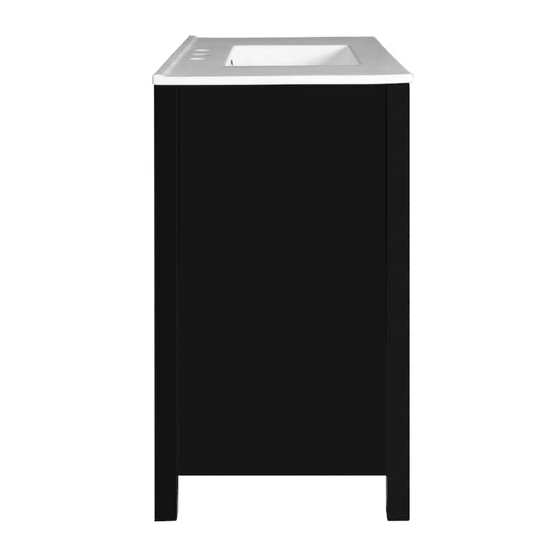 36"Bathroom Vanity with Ceramic Sink,Solid Wood Storage Cabinet,Freestanding Vanity Set with 4 Drawers& Soft Closing Doors