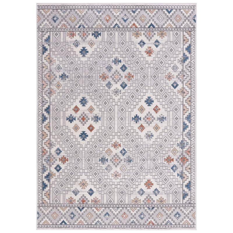 SAFAVIEH Handmade Eternal Tomoyo Boho Rug - 6'7" Square - Grey/Ivory