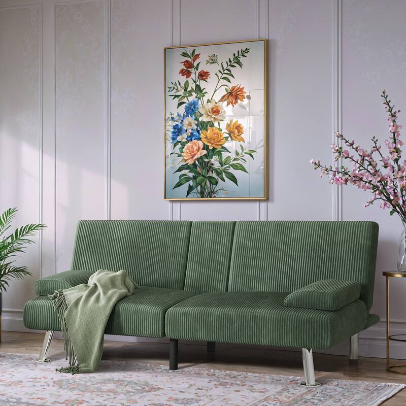 Furniwell Futons Folding Soft Cushion Sofa Bed with Adjustable Backrest Sofa - Green